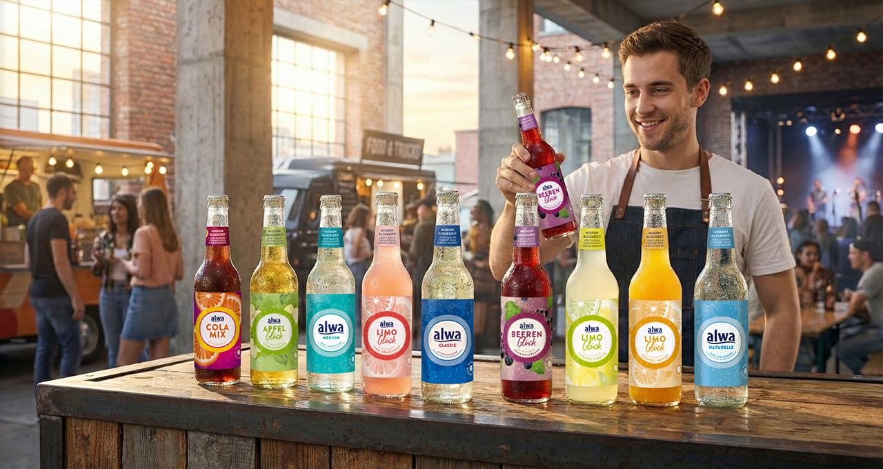 alwa Longneck auf einer Bar Theke